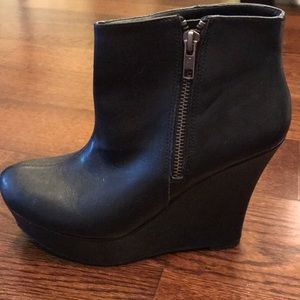 Black platform ankle boots
